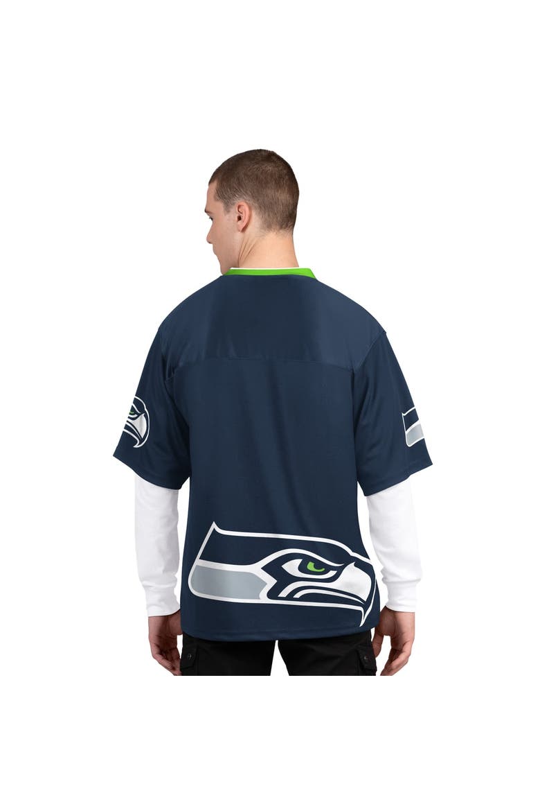 Men's Starter  College Navy/White Seattle Seahawks Short Sleeve & Long Sleeve T-Shirt Combo Pack, Alternate, color, College Navy