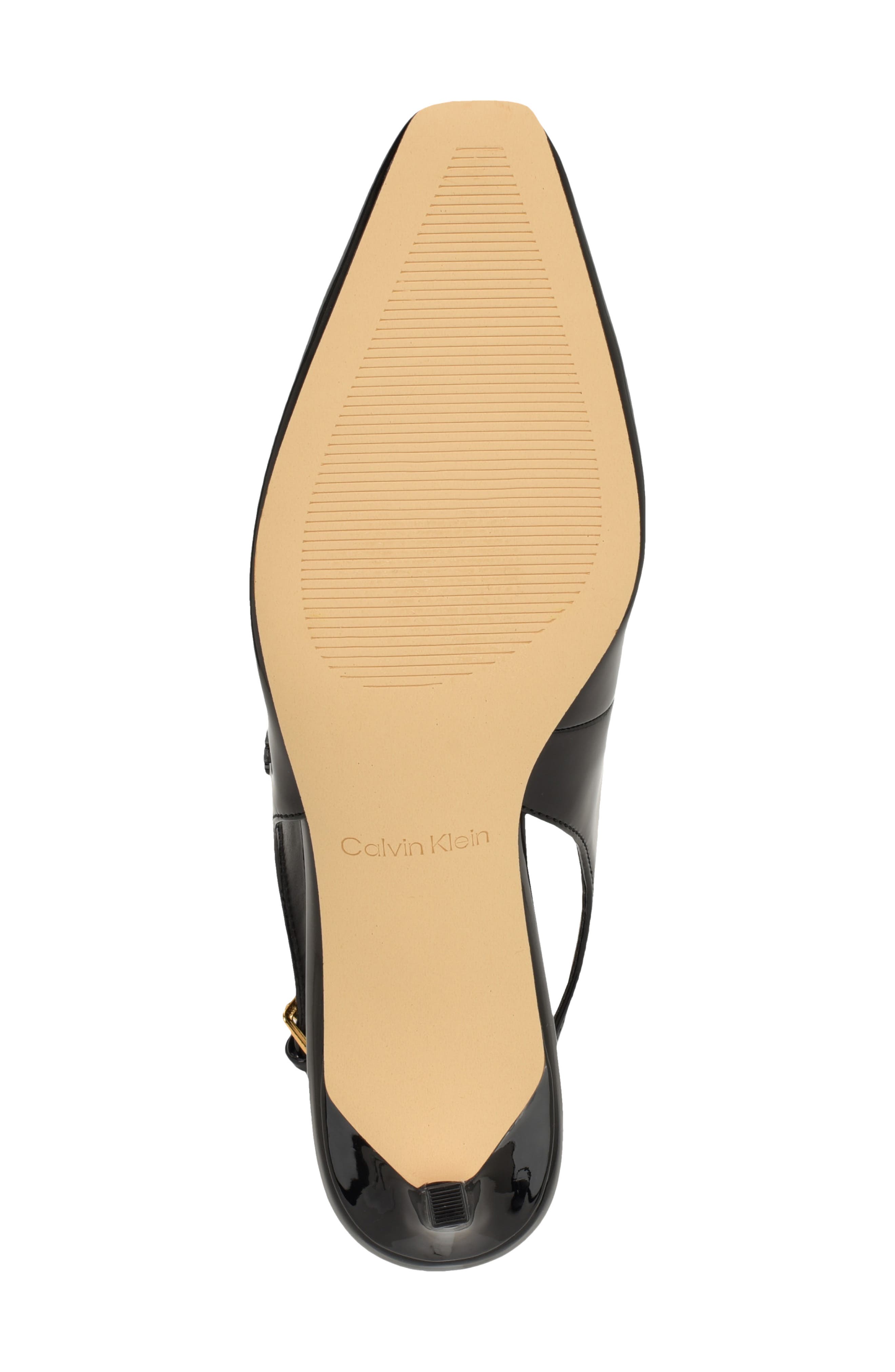 Calvin Klein Sorena Slingback Kitten Heel Pump, Alternate, color, Black Patent