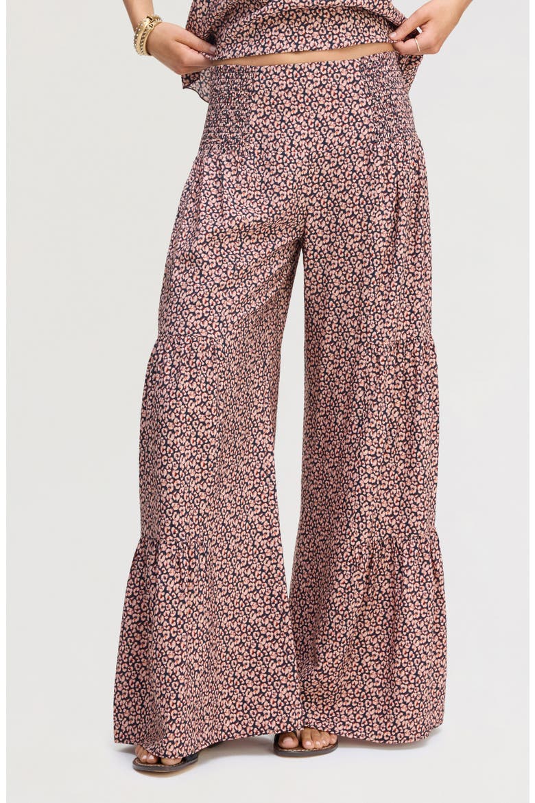 Ruffled Hammered Satin Pants, Main, color, BRUSHED LEOPARD