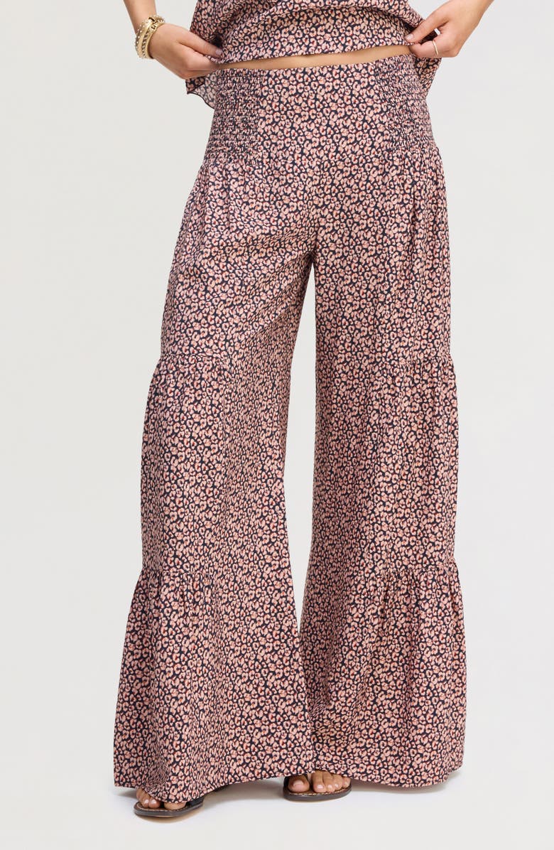 Sam Edelman Ruffled Hammered Satin Pants, Main, color, Brushed Leopard