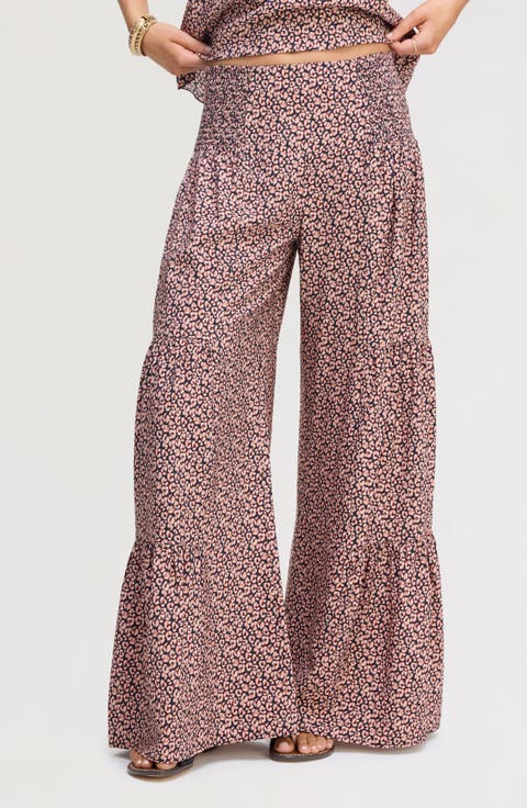 Ruffled Hammered Satin Pants