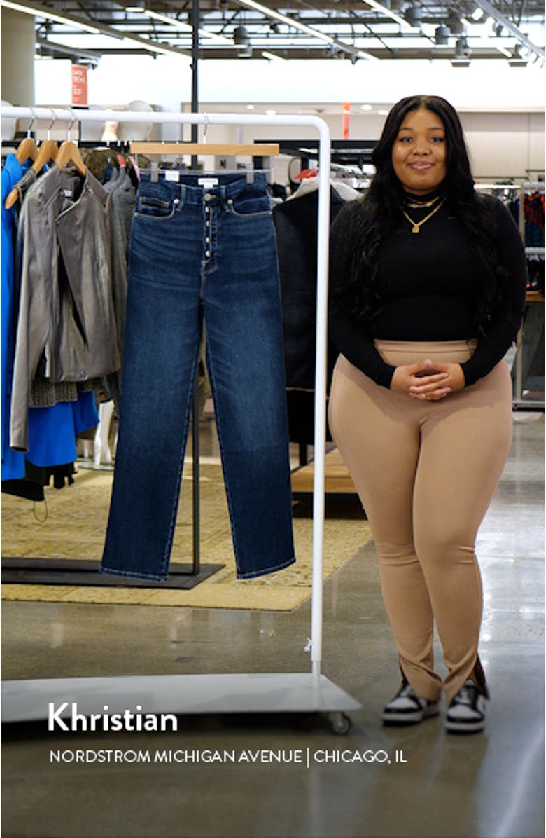 Good Curve Exposed Button High Waist Straight Leg Jeans, sales video thumbnail