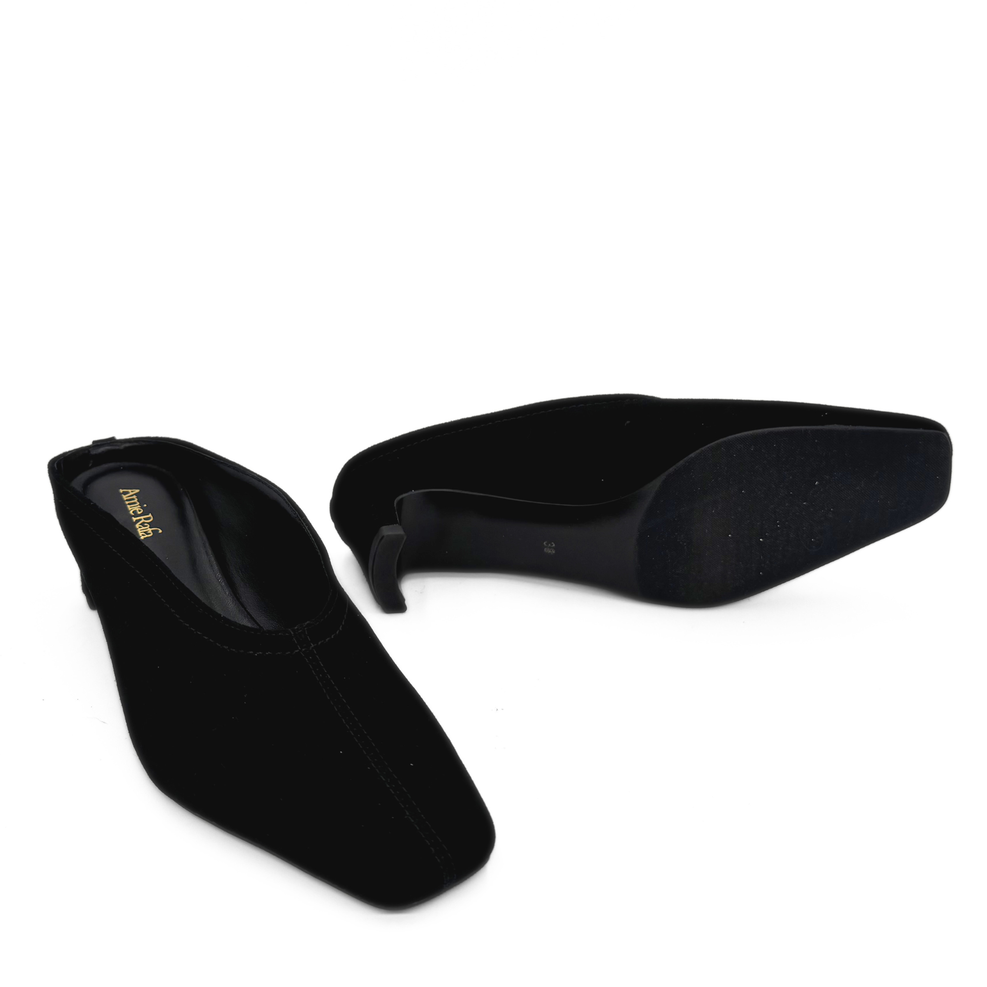 Junie Heeled Suede Mule, Alternate, color, Black