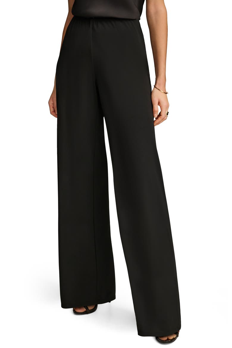 Flat Front Wide Leg Pants, Alternate, color, BLACK