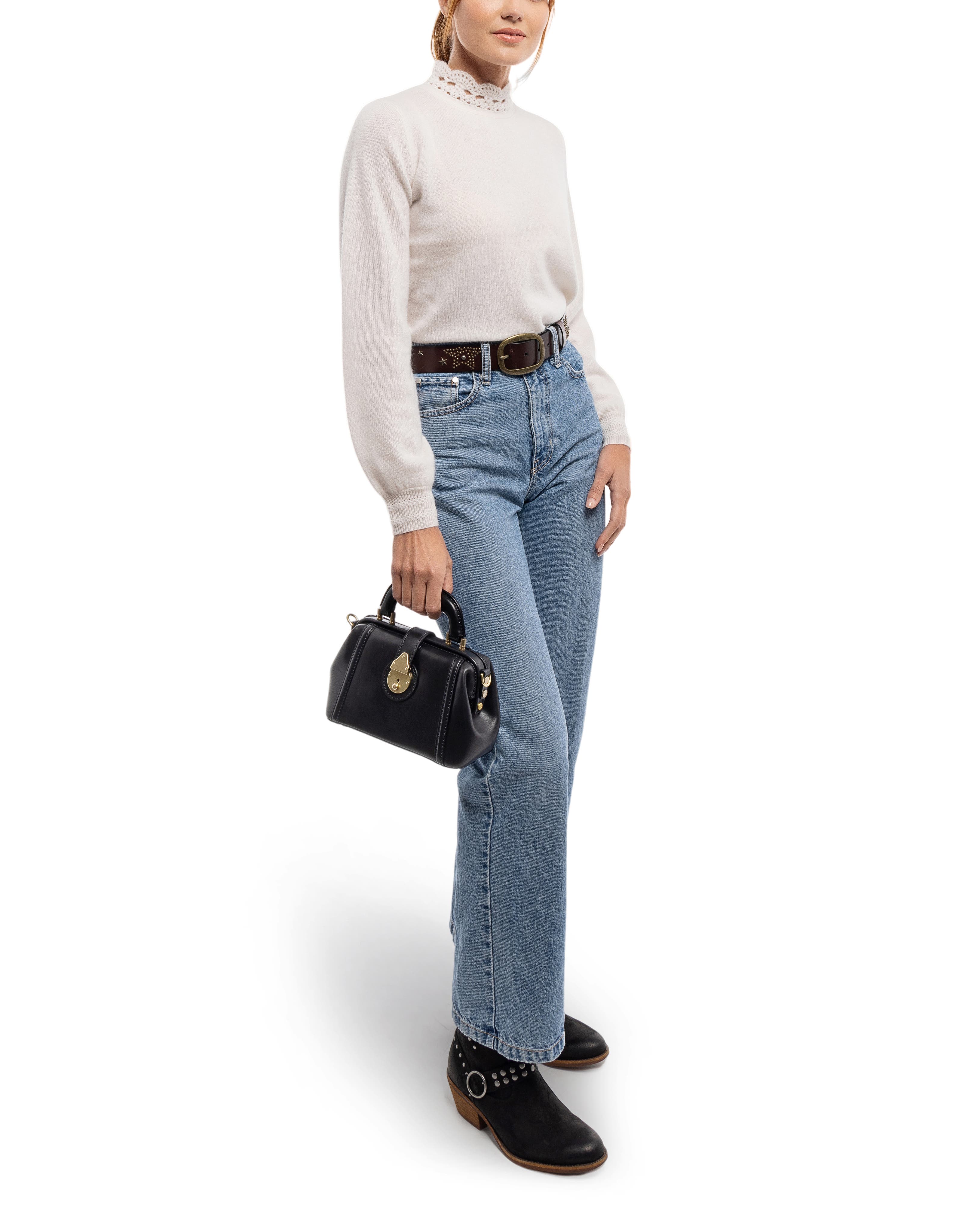 OLD TREND Azalea Genuine Leather Mini Doctor Satchel, Alternate, color, Black