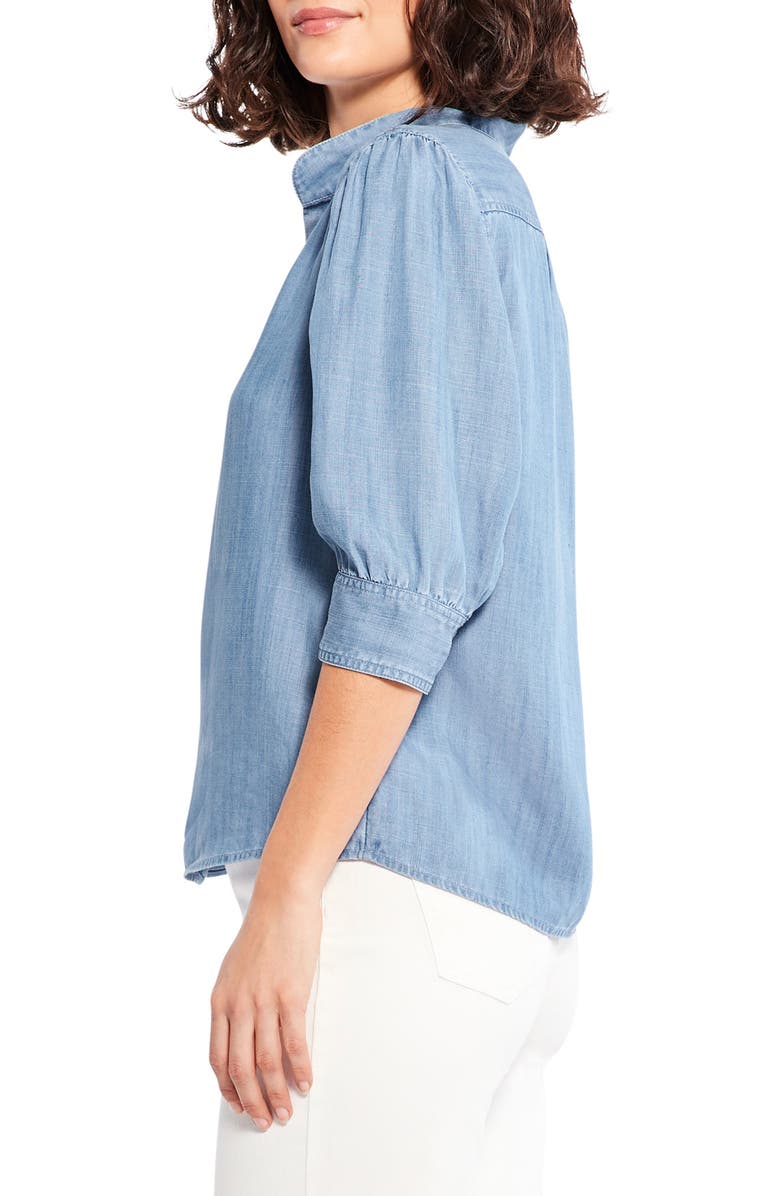 NIC+ZOE Puff Sleeve Chambray Button-Up Blouse, Alternate, color, 