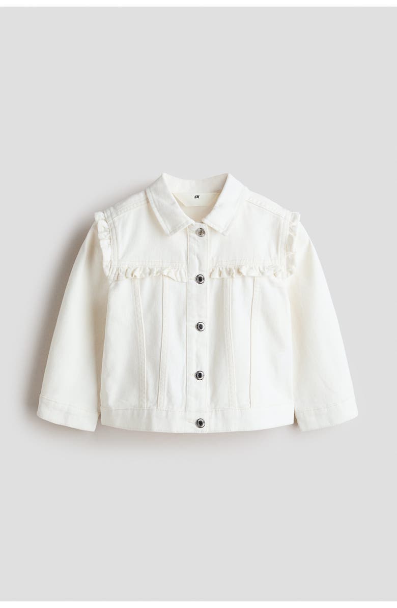 H&M Frill-trimmed Twill Jacket, Main, color, Cream