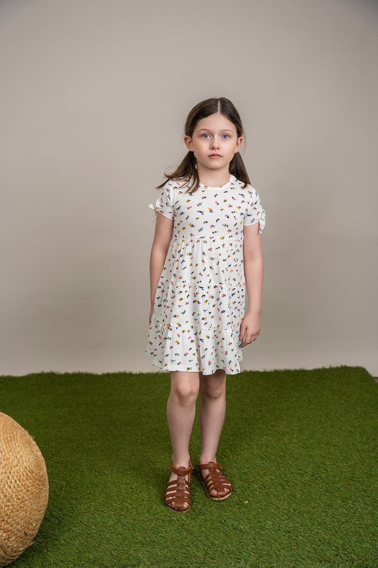 Multi Flower Print Short Sleeve Dress, Alternate, color, Pink