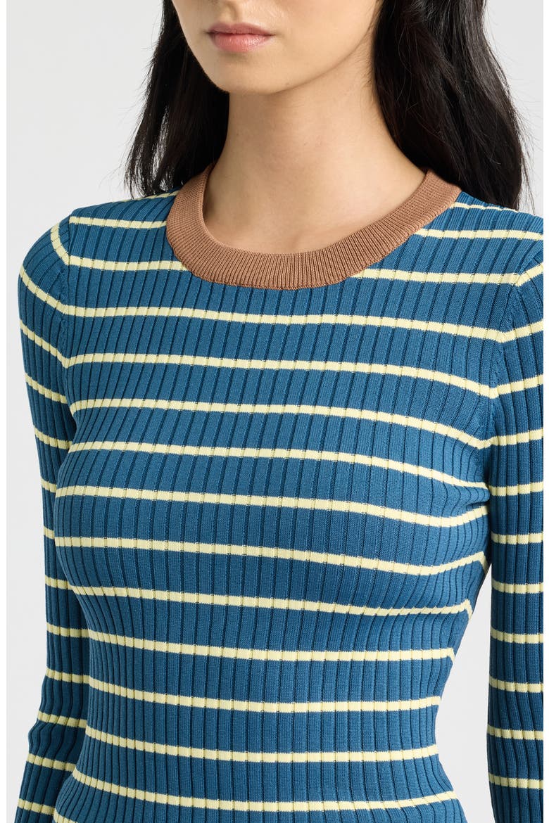 The Dora Long Sleeve Ribbed Top, Alternate, color, DEEP CANAL