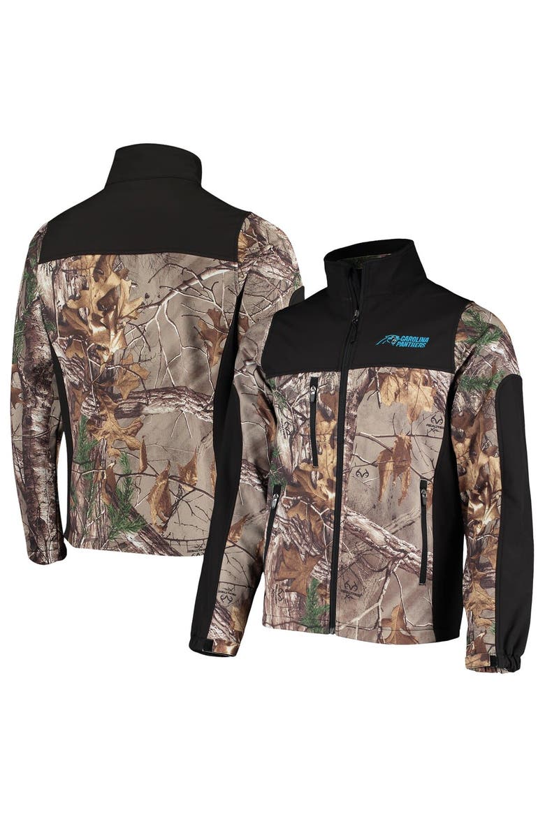 Men's Dunbrooke Realtree Camo/Black Carolina Panthers Circle Hunter Softshell Full-Zip Jacket, Main, color, Realtree Camo