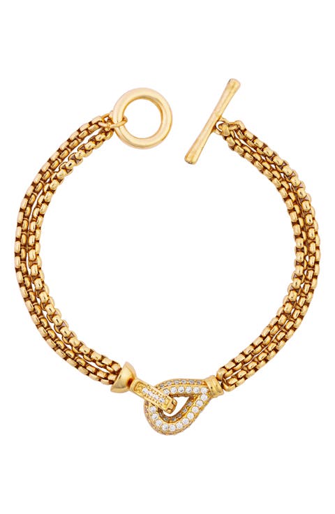 Twin Chain Crystal Loop Toggle Bracelet