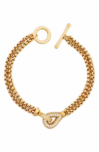 Twin Chain Crystal Loop Toggle Bracelet