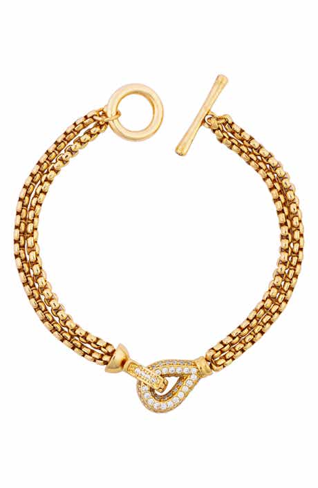 Twin Chain Crystal Loop Toggle Bracelet