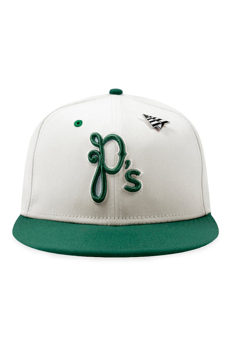 P Logo 9FIFTY Twill Snapback Cap, Alternate, color, CHROME WHITE/ DRK GREEN
