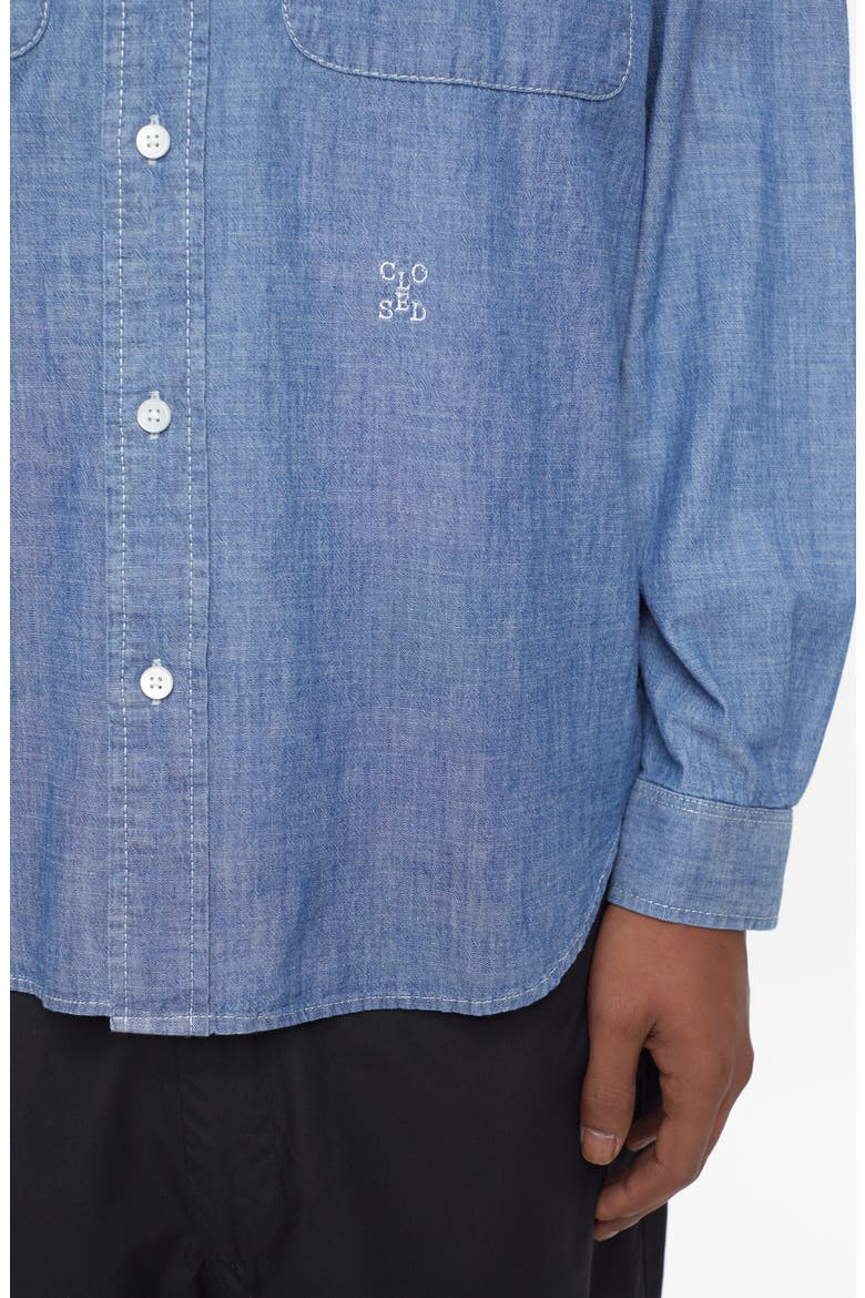 Cotton Button-Up Utility Shirt, Alternate, color, MID BLUE