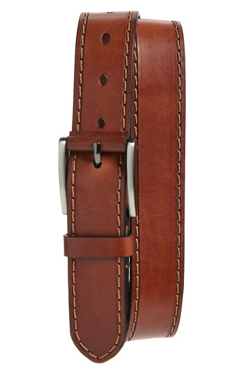 Laser Stitch Leather Belt