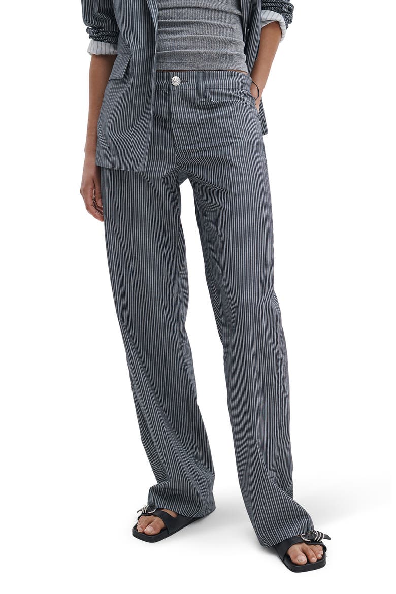 Saige Stripe Straight Leg Cotton Poplin Pants, Main, color, SALST