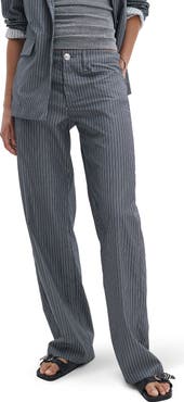 rag & bone Saige Stripe Straight Leg Cotton Poplin Pants