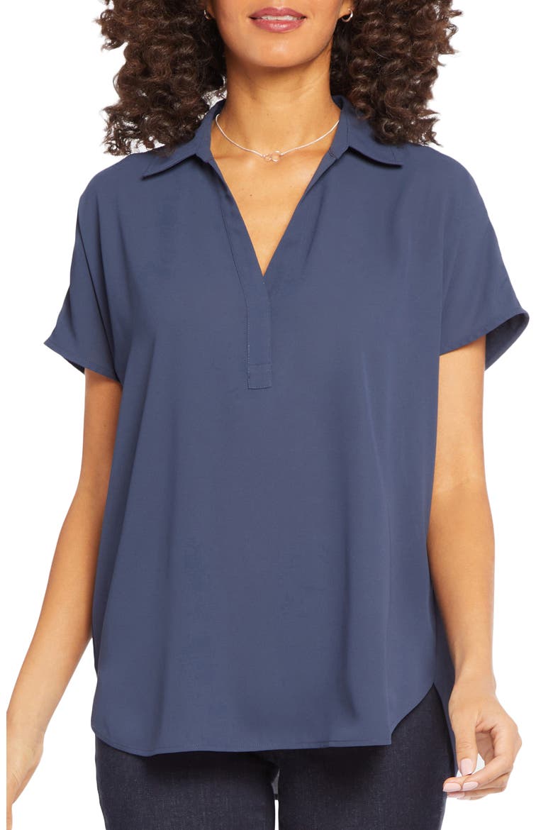 Becky Split Neck Woven Top, Alternate, color, OXFORD NAVY