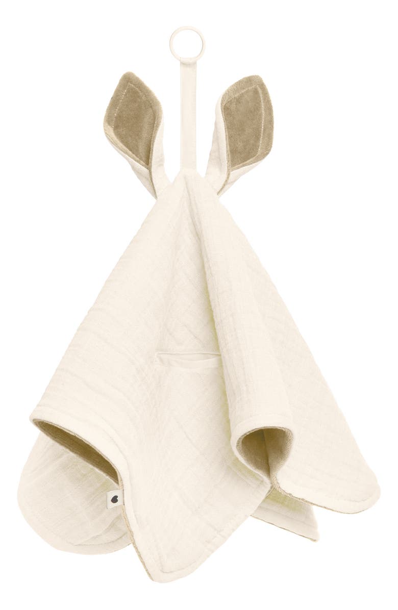 BIBS Organic Cotton Wavy Knit Baby Blanket & Kangaroo Cuddle Cloth Set, Alternate, color, Ivory