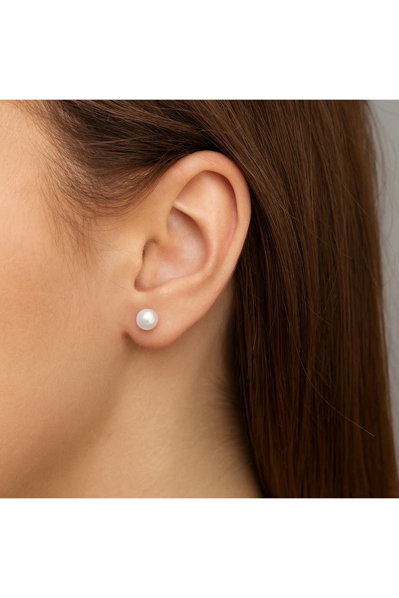 Shell Pearl Studs Earrings, Main, color, White
