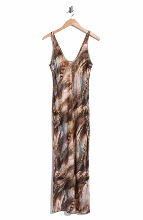Akiya Print Satin Maxi Slipdress