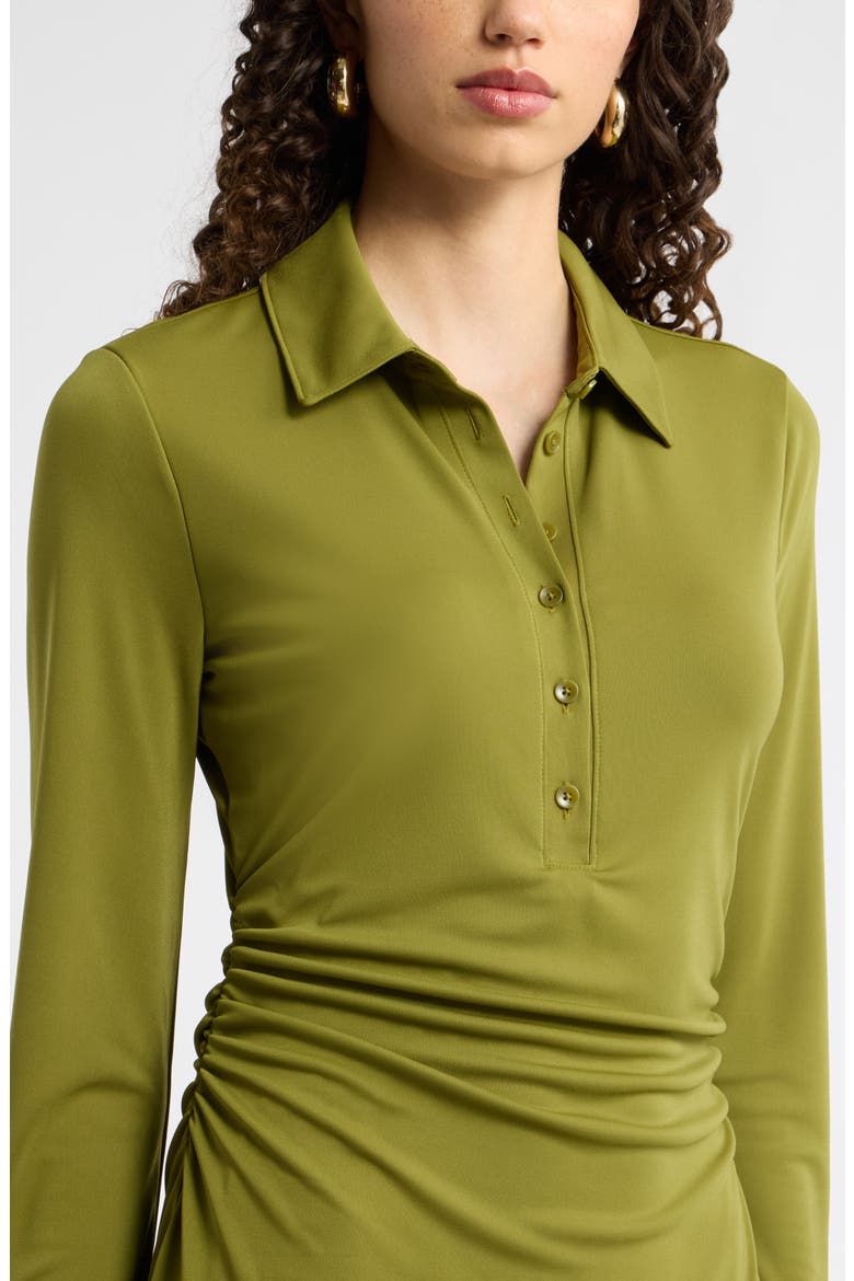 Polo Wrap Midi Dress, Alternate, color, OLIVE AVOCADO