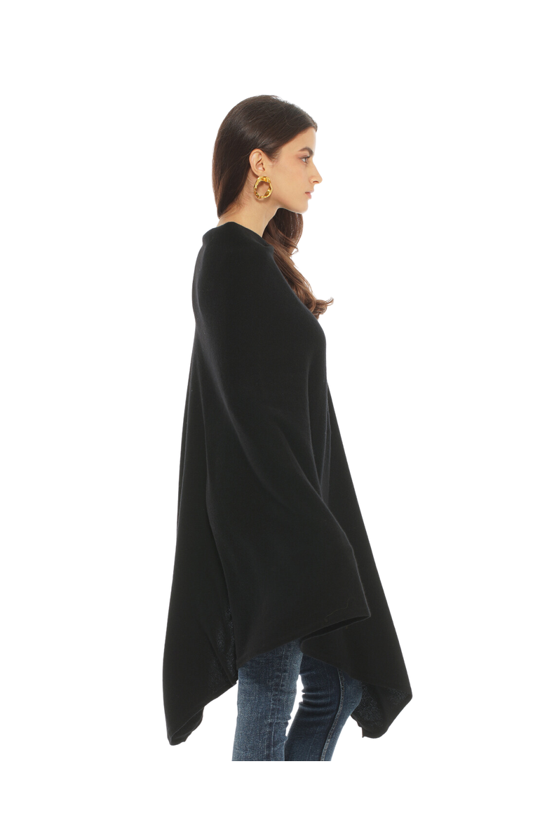 Monticelli Cashmere Pure Cashmere Long Poncho, Alternate, color, Black