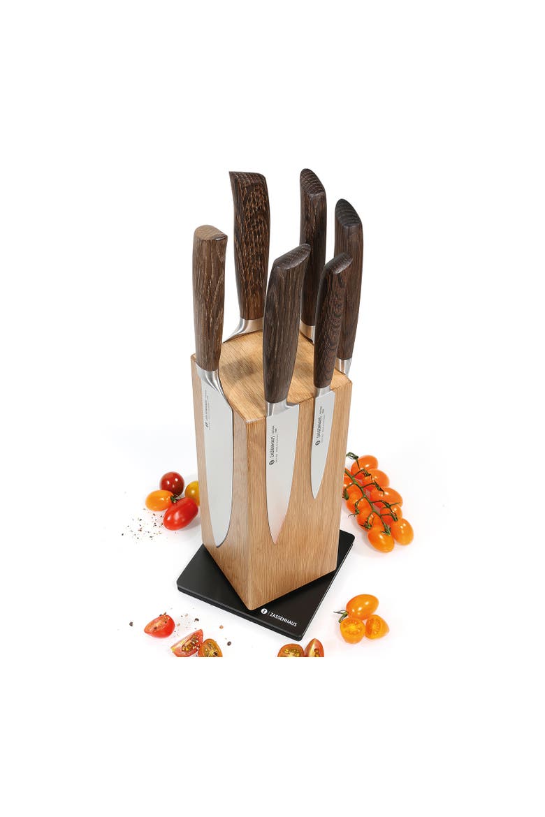 Magnetic Spinning Wood Knife Block for Counter, Alternate, color, Oak