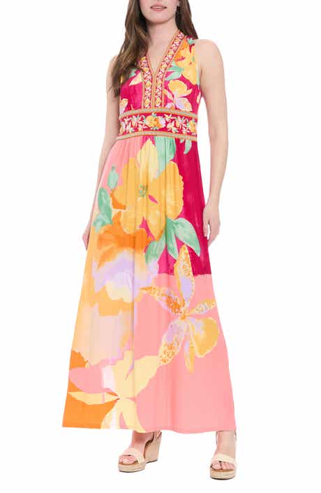 London Times V-Neck Sleeveless Maxi Dress