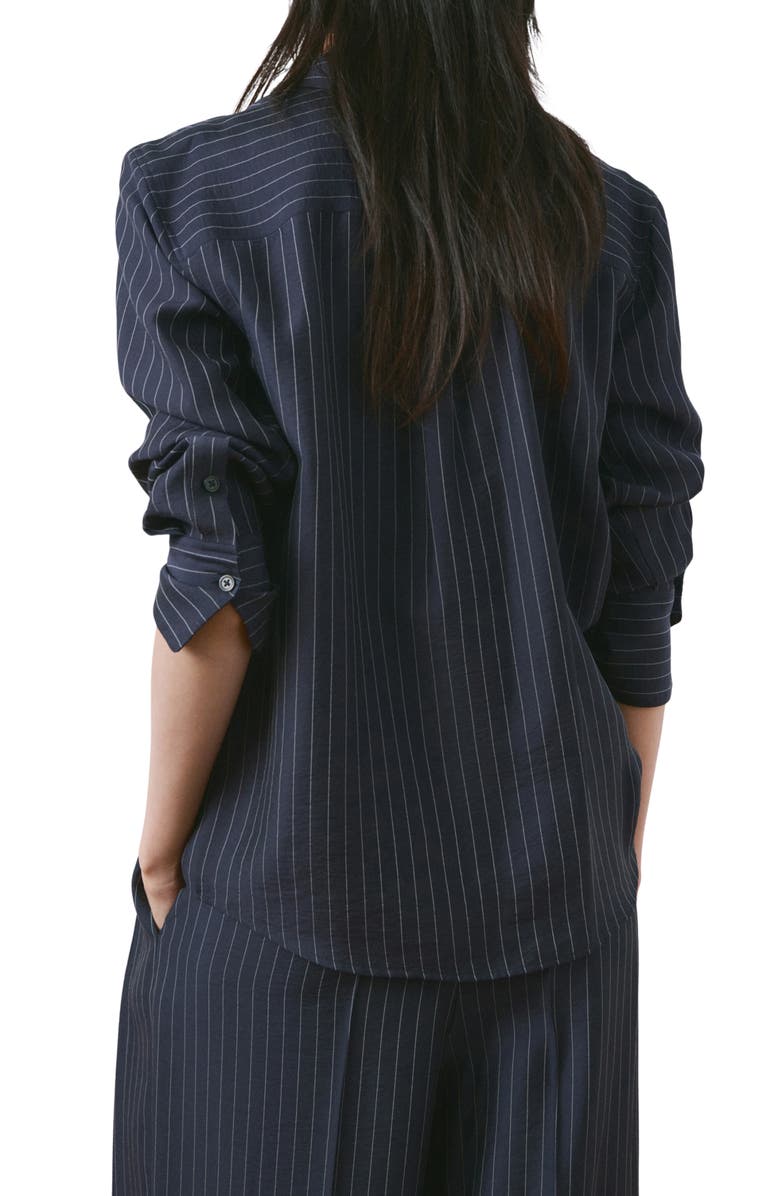 MANGO Pinstripe Button-Up Shirt, Alternate, color, 