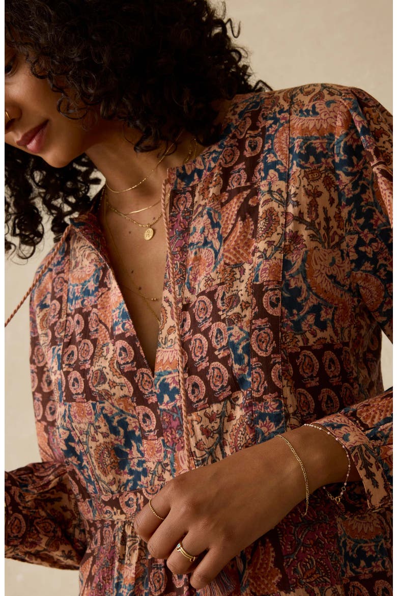 Sandy Long Sleeve Cotton Maxi Dress, Alternate, color, MADEIRA PATCHWORK