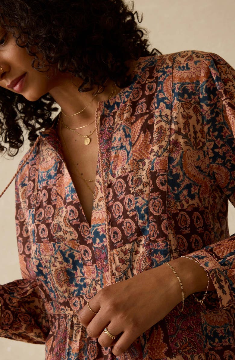 Faherty Sandy Long Sleeve Cotton Maxi Dress, Alternate, color, Madeira Patchwork