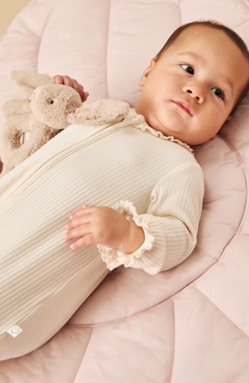 Mori Fitted One-piece Footed Pajamas In Cream Frill