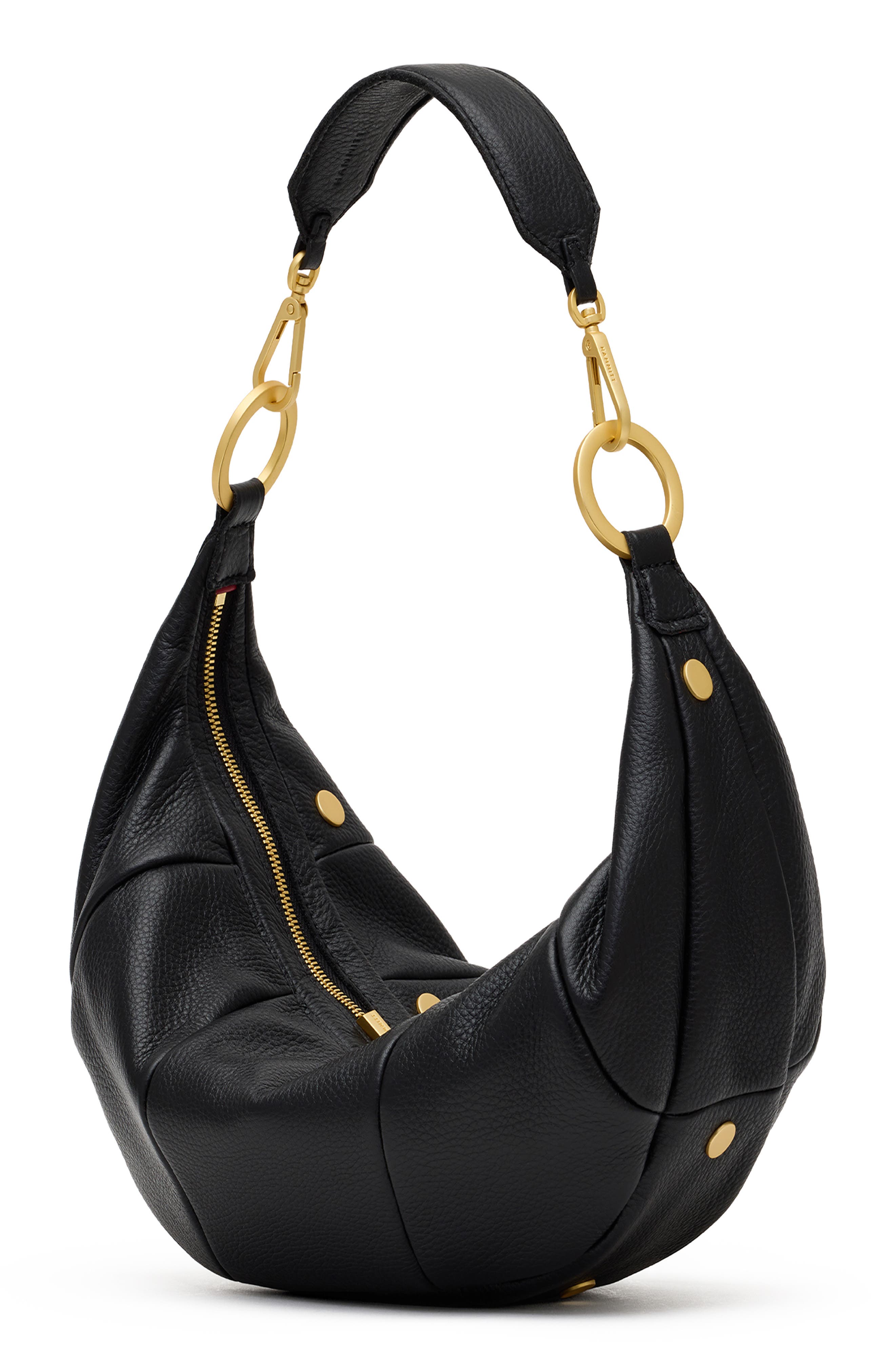 Medium Erica Leather Hobo Bag, Alternate, color, BLACK/ BRUSHED GOLD