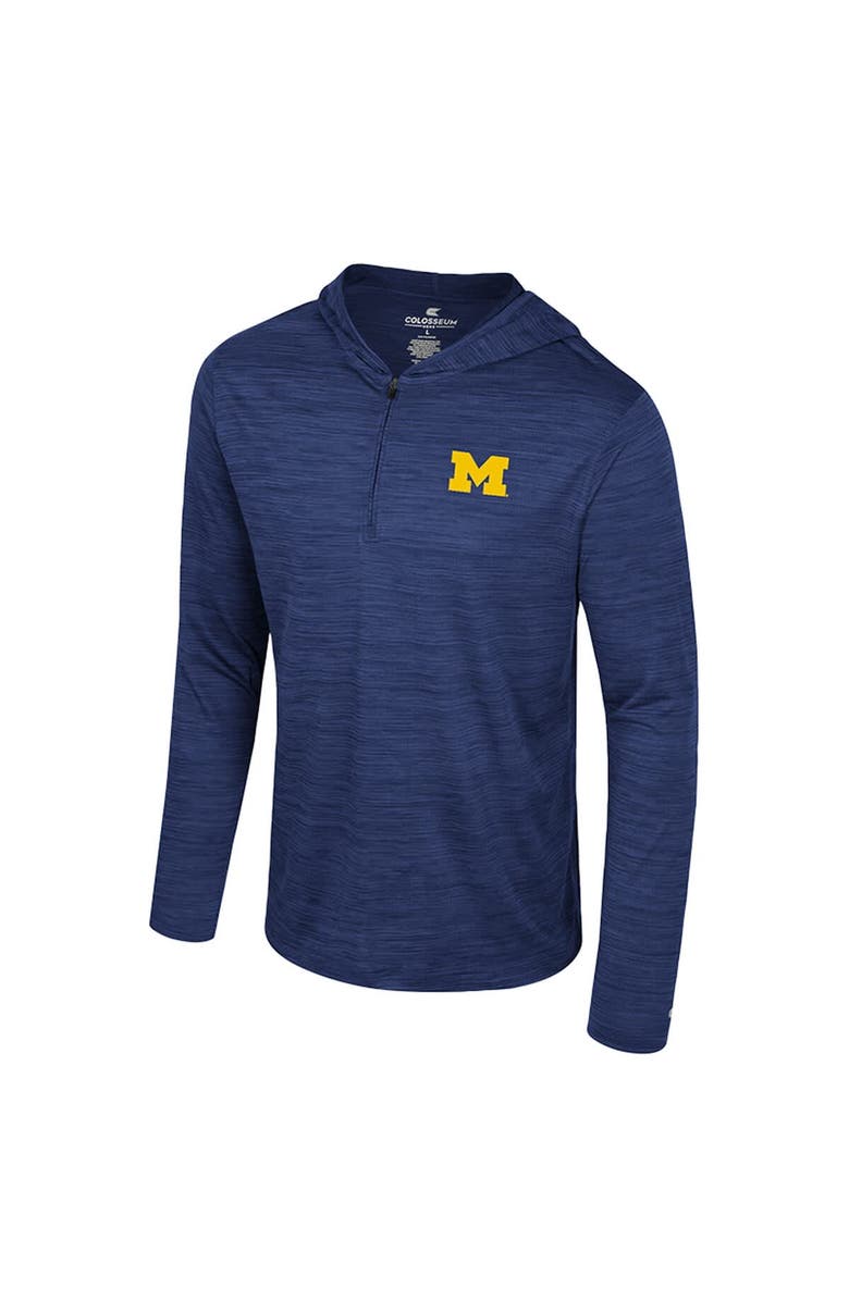 COLOSSEUM Men's Colosseum Navy Michigan Wolverines Always Sunny Lightweight Quarter-Zip Hoodie, Alternate, color, Navy