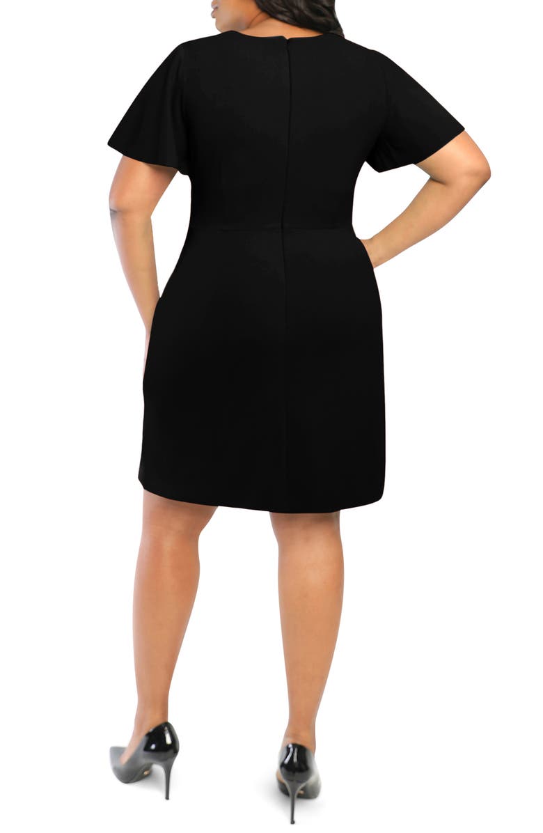Donna Morgan Short Sleeve Tie Front Stretch Crepe Dress, Alternate, color,