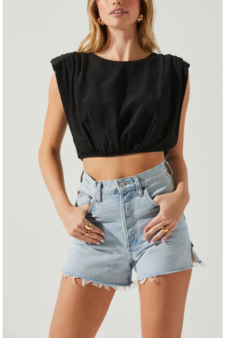 Textured Crop Top, Alternate, color, BLACK