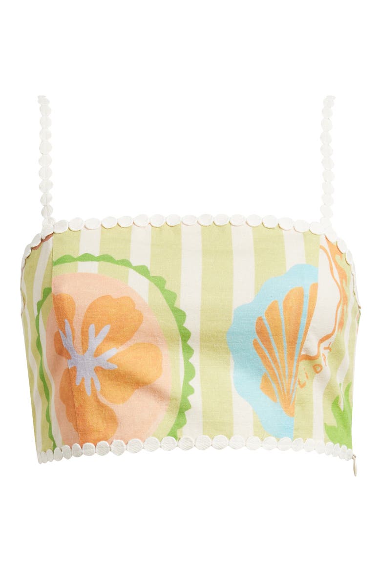 Fiorella Linen & Cotton Bandeau Top, Alternate, color, SAGE GREEN