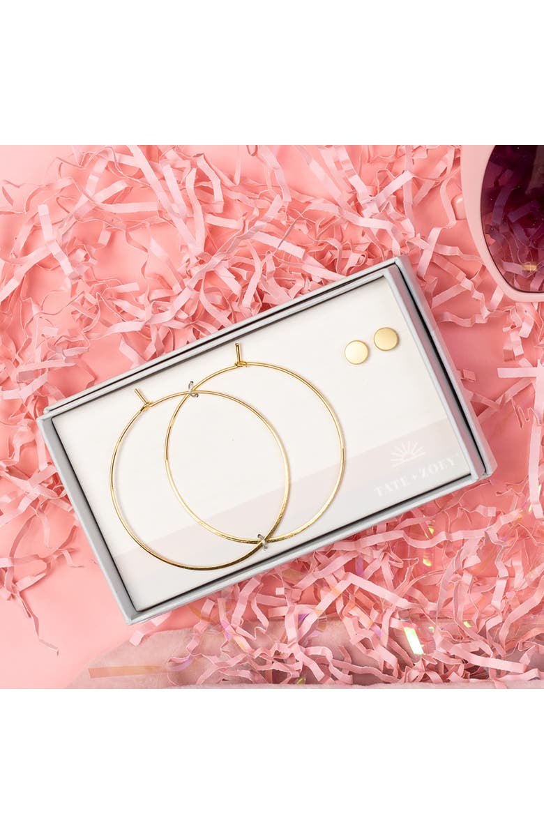 Totalee Gift Gold Geometric Circle Earring Set Burnished Brass Gold, Alternate, color, Gold