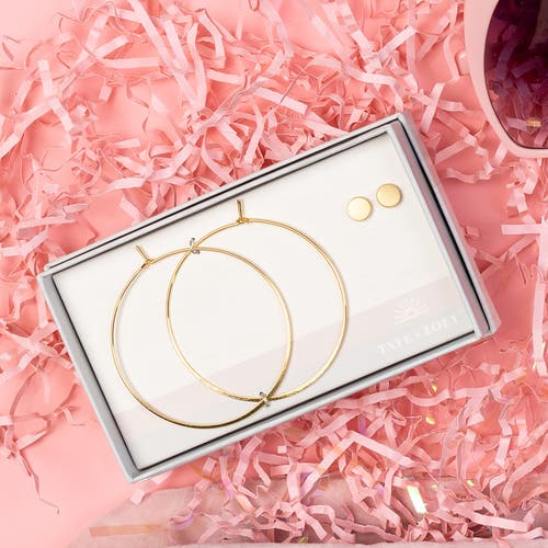 Totalee Gift Gold Geometric Circle Earring Set Burnished Brass Gold In Gold