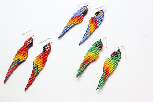 Fosterie Flower Carnation Embera Earrings In Pink