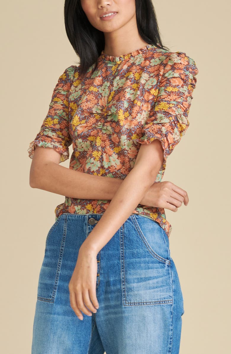 Veronica Beard Natuka Floral Print Blouse, Alternate, color, 