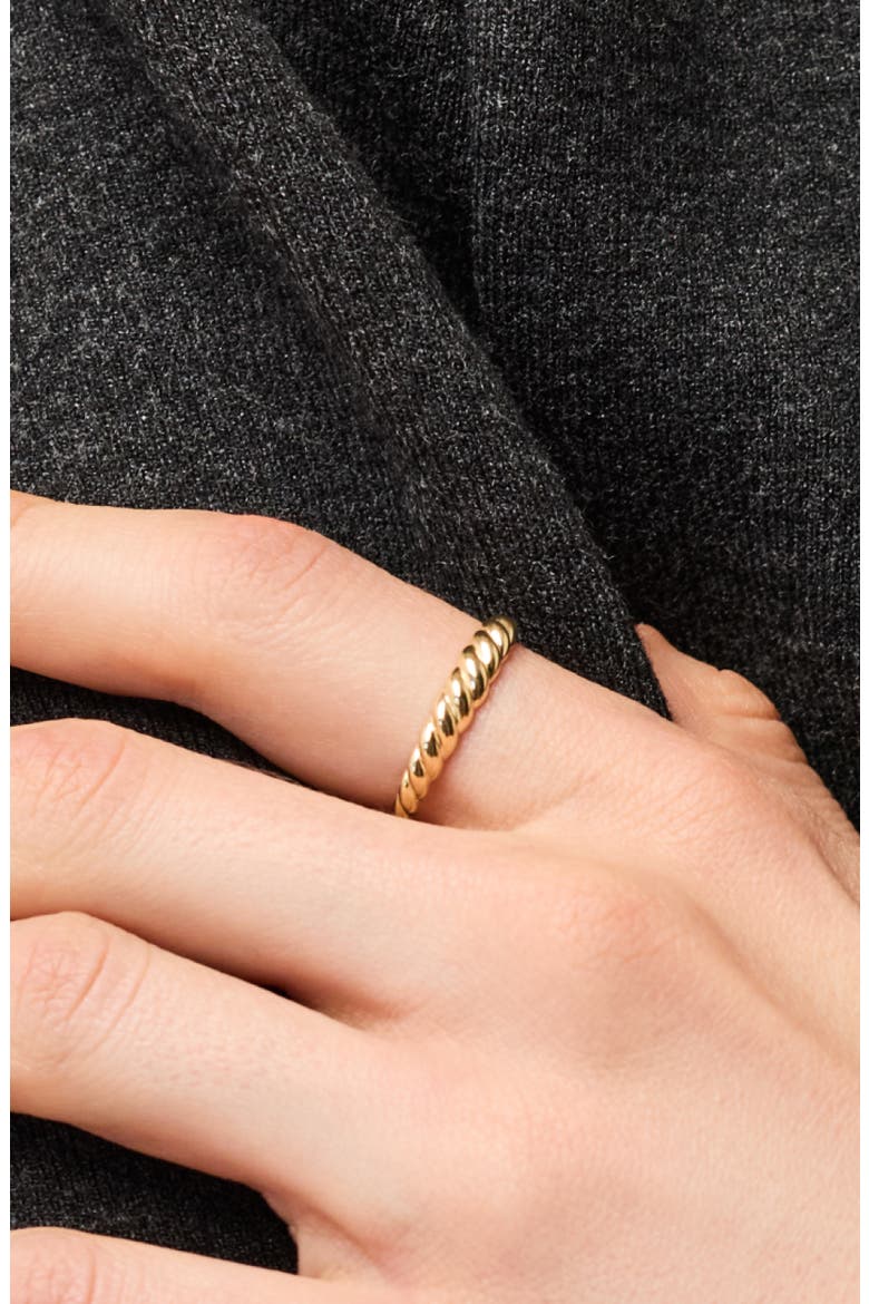 Solid Yellow Gold - Dome Rope Ring, Alternate, color, Gold