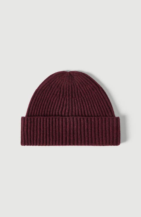 Cashmere English rib double knit beanie