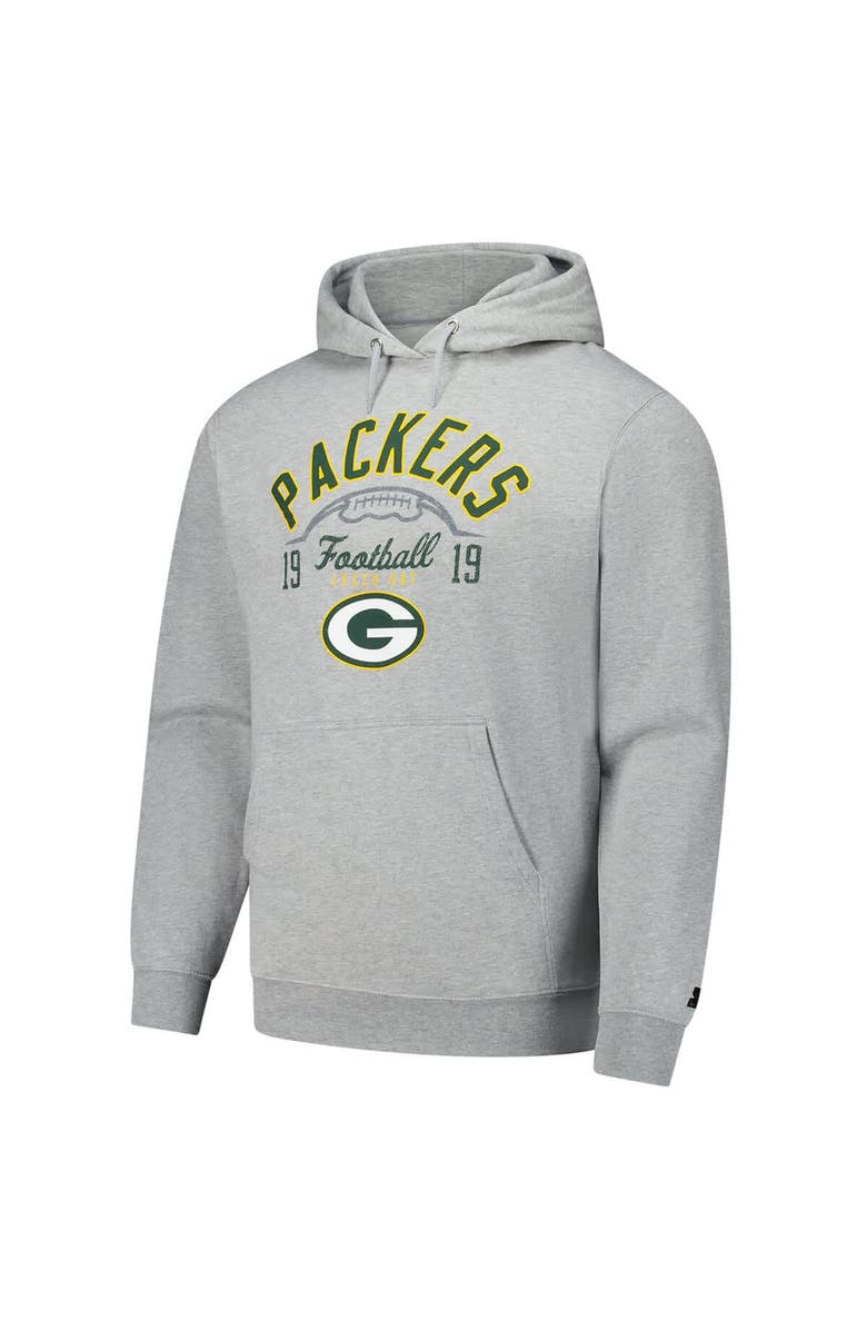 STARTER Men's Starter  Heather Gray Green Bay Packers Pullover Hoodie, Alternate, color, Heather Gray