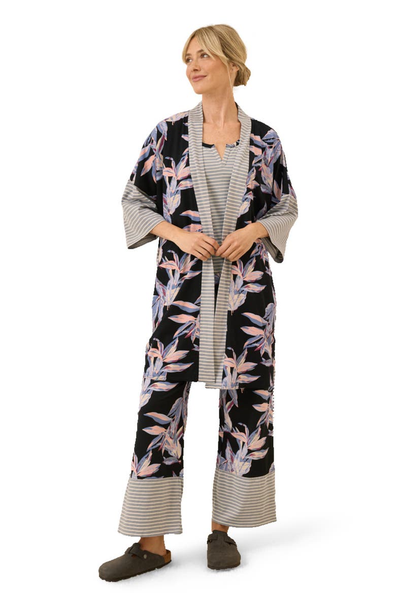 Pact Organic Staycation Short Robe, Main, color, Dark Leaves