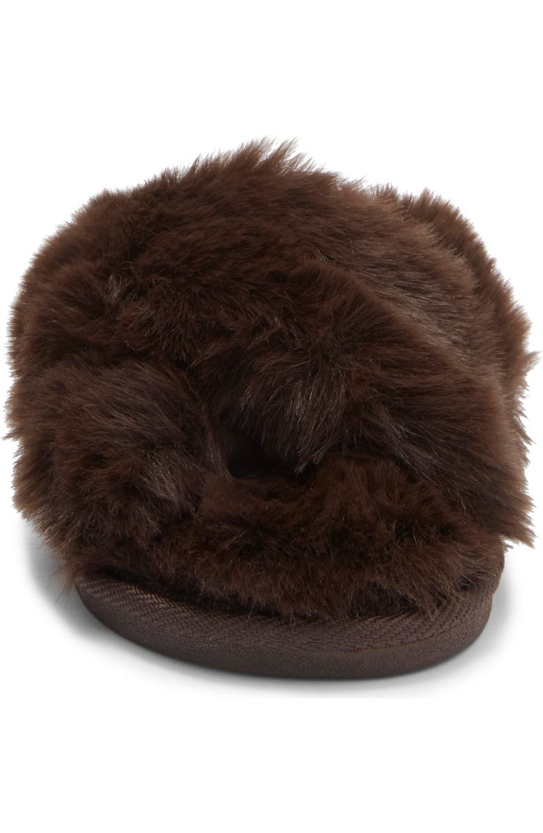 Nine West X-Band Faux Fur Slipper, Alternate, color, Brown