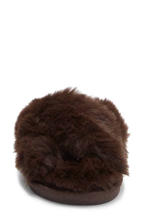 Nine West X-band Faux Fur Slipper In Brown