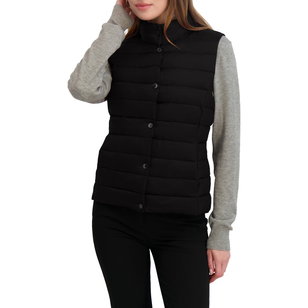 Tahari Billy Quilted Puffer Vest In Black